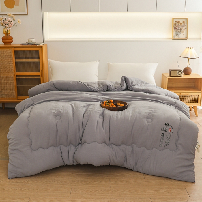 91家纺网 家纺一手货源 找家纺 玉相逢 2026新款供直播水洗棉大豆纤维春秋被夏被子被芯 灰色