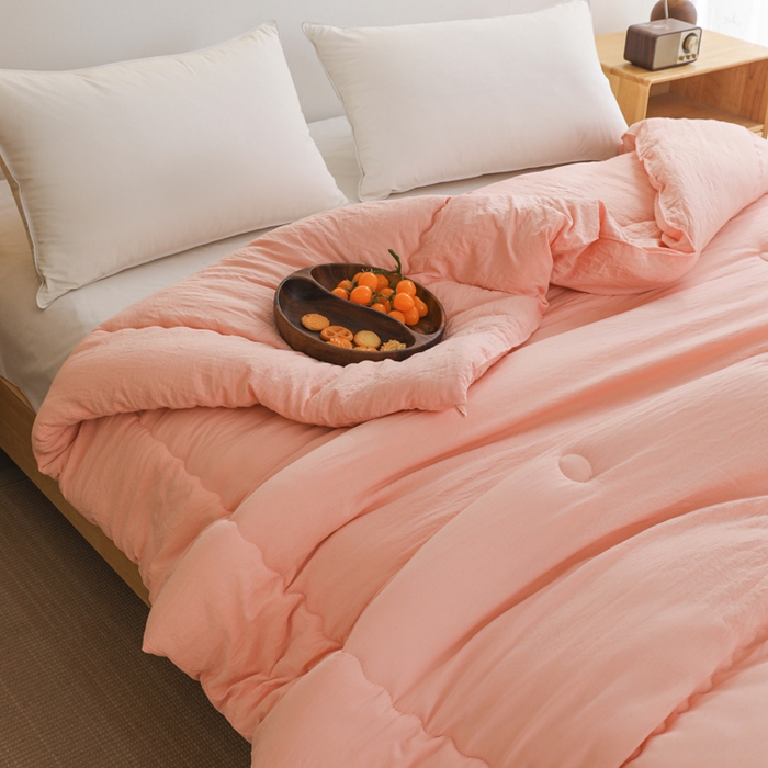 91家纺网 家纺一手货源 找家纺 玉相逢 2026新款供直播水洗棉大豆纤维春秋被夏被子被芯 粉色