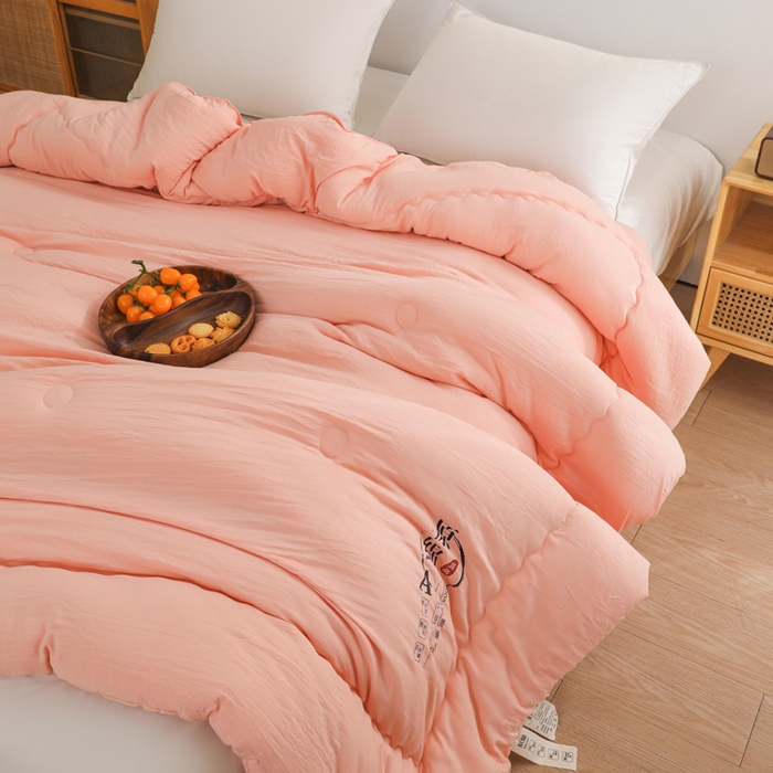 91家纺网 家纺一手货源 找家纺 玉相逢 2026新款供直播水洗棉大豆纤维春秋被夏被子被芯 粉色