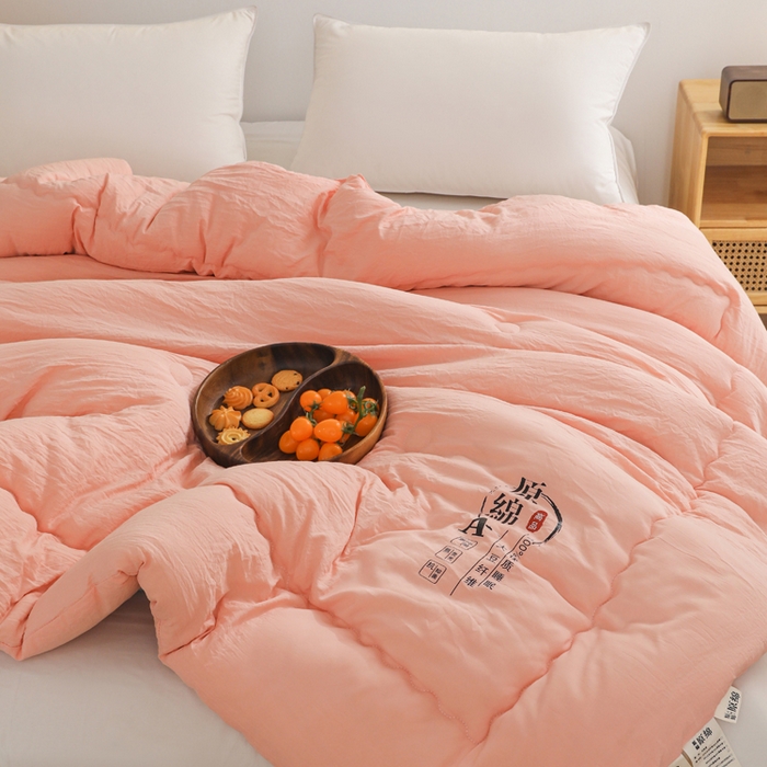 91家纺网 家纺一手货源 找家纺 玉相逢 2026新款供直播水洗棉大豆纤维春秋被夏被子被芯 粉色