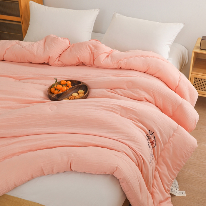 91家纺网 家纺一手货源 找家纺 玉相逢 2026新款供直播水洗棉大豆纤维春秋被夏被子被芯 粉色