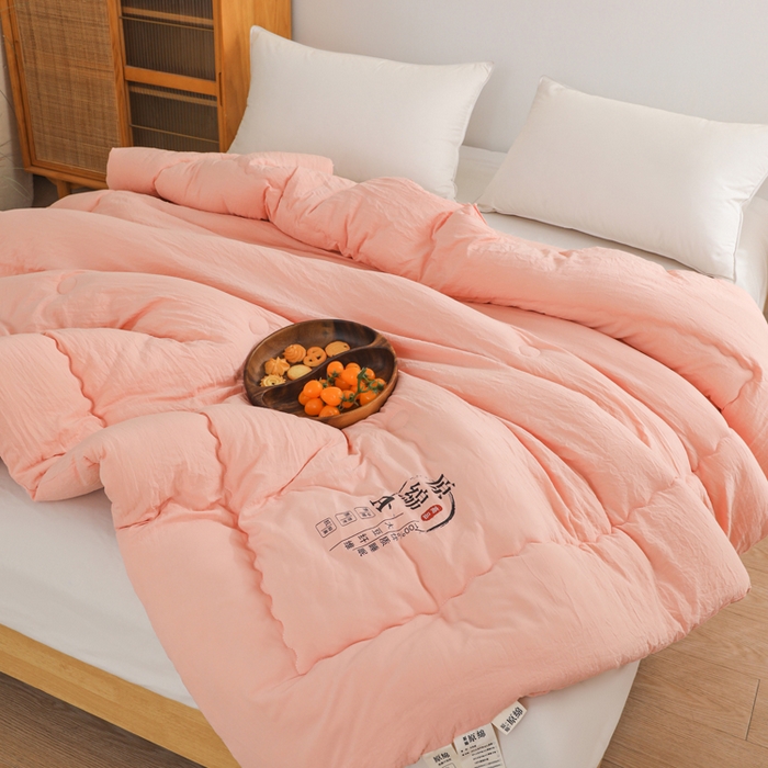 91家纺网 家纺一手货源 找家纺 玉相逢 2026新款供直播水洗棉大豆纤维春秋被夏被子被芯 粉色