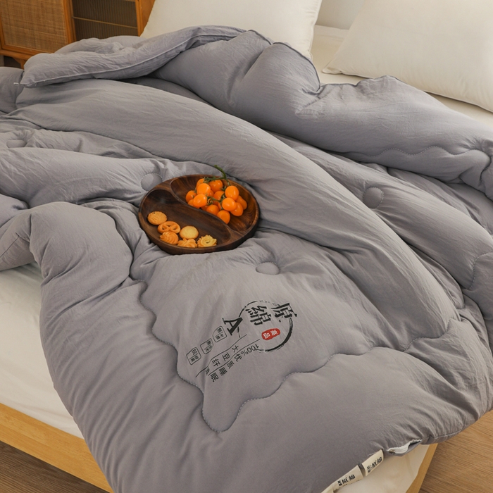 91家纺网 家纺一手货源 找家纺 玉相逢 2026新款供直播水洗棉大豆纤维春秋被夏被子被芯 灰色