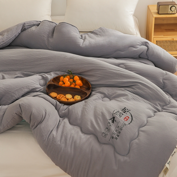 91家纺网 家纺一手货源 找家纺 玉相逢 2026新款供直播水洗棉大豆纤维春秋被夏被子被芯 灰色