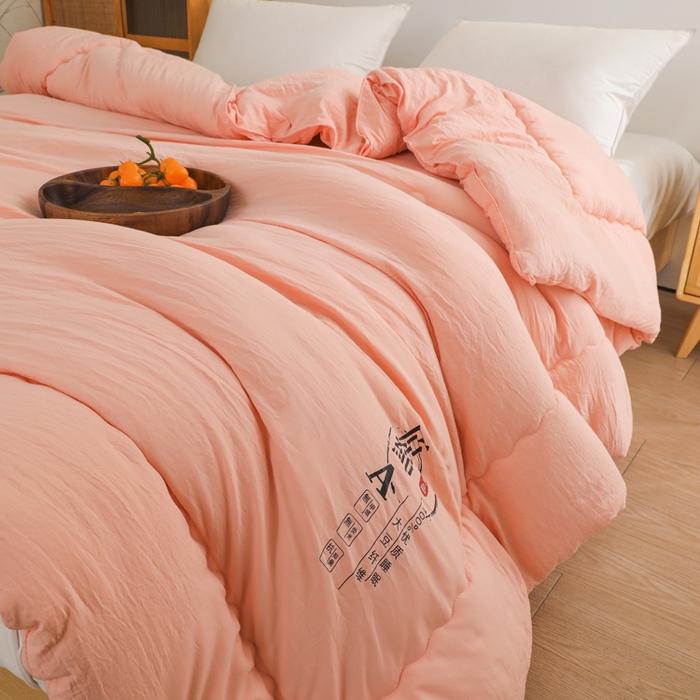 91家纺网 家纺一手货源 找家纺 玉相逢 2026新款供直播水洗棉大豆纤维春秋被夏被子被芯 粉色