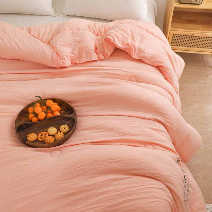 91家纺网 家纺一手货源 找家纺 玉相逢 2026新款供直播水洗棉大豆纤维春秋被夏被子被芯 粉色