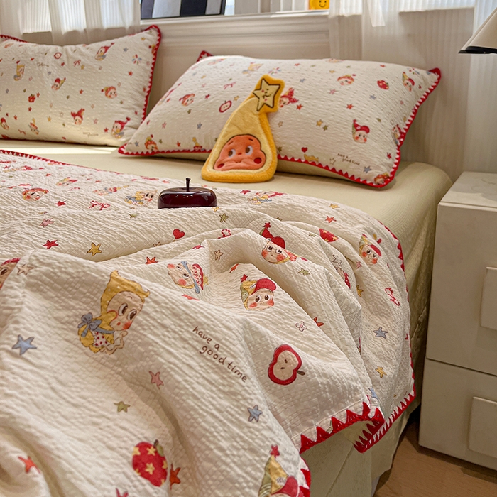 91家纺网 家纺一手货源 找家纺 一比一家纺 2026春夏新款三角针泡芙纱夏被夏凉被空调被四件套 三角针夏被-蛋糕星人