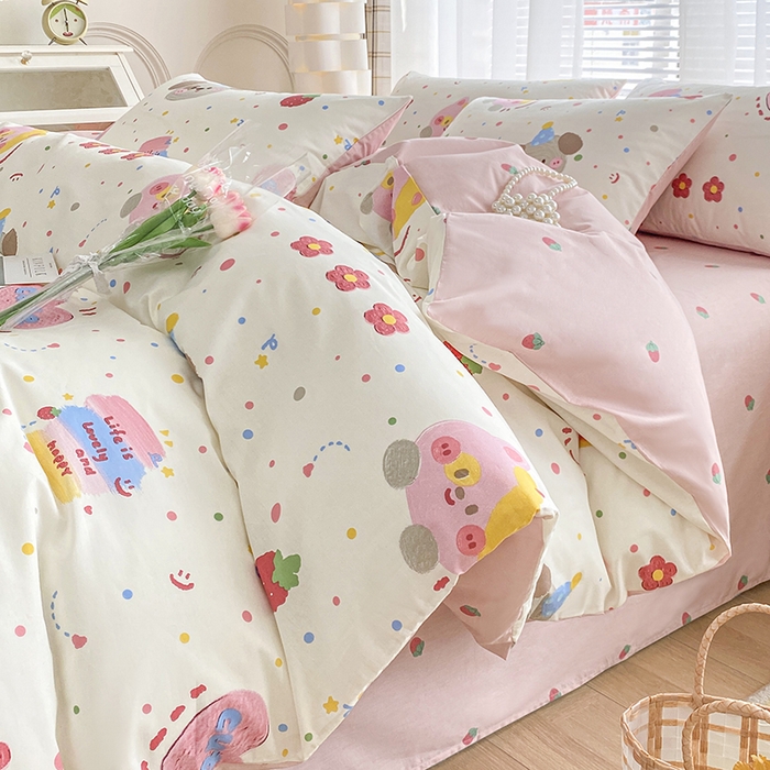 宇彬家纺 2026直播新款13372A类全棉纯棉印花单双人被套喷气小清新简约热款学生被罩 星空色彩