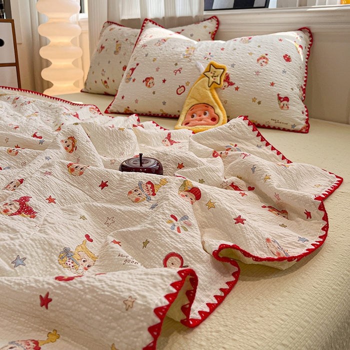 91家纺网 家纺一手货源 找家纺 一比一家纺 2026春夏新款三角针泡芙纱夏被夏凉被空调被四件套 三角针夏被-蛋糕星人