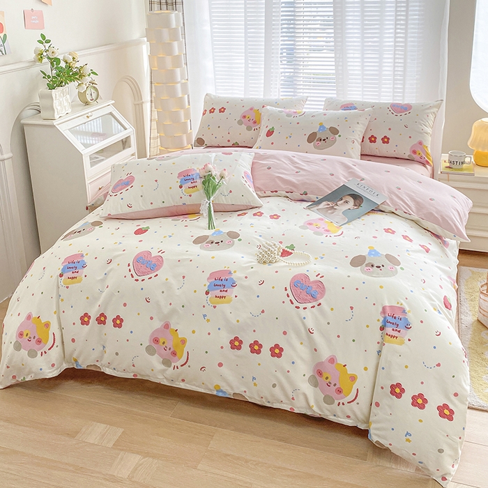 91家纺网 家纺一手货源 找家纺 宇彬家纺 2026直播新款13372A类全棉纯棉印花单双人被套喷气小清新简约热款学生被罩 星空色彩