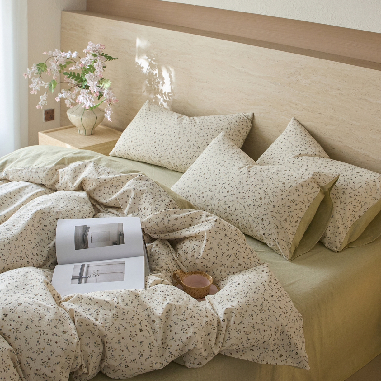 亿梵家居 2026春夏新款A类棉麻印花四件套 花间小屋