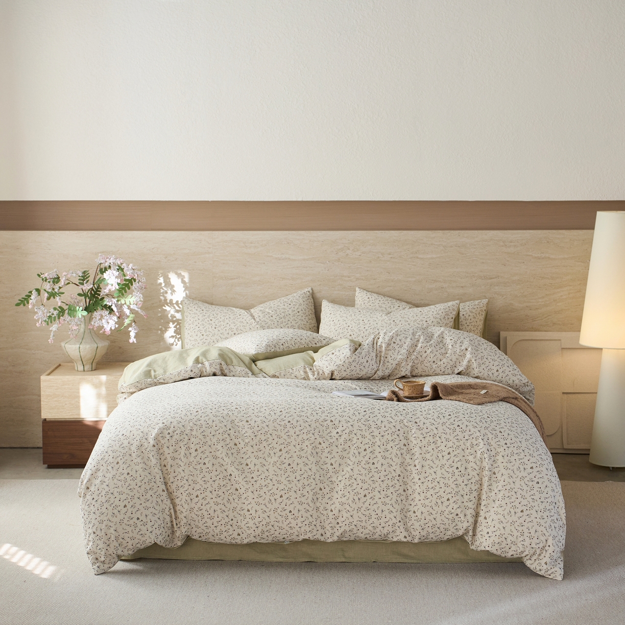 91家纺网 家纺一手货源 找家纺 亿梵家居 2026春夏新款A类棉麻印花四件套 花间小屋