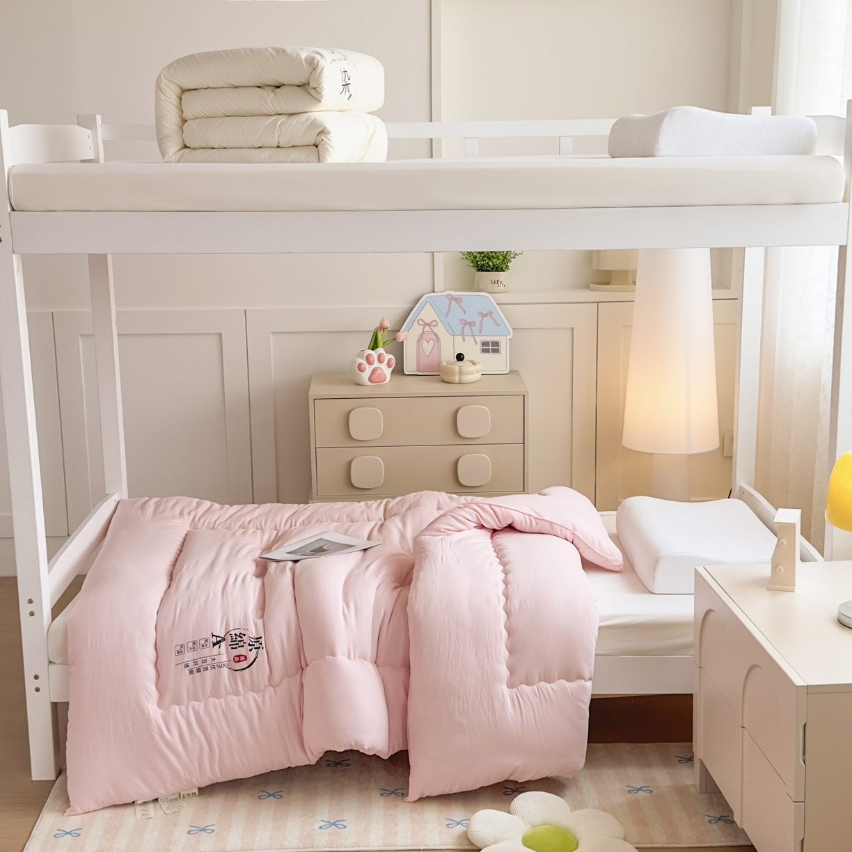 玉相逢 2026新款A类原棉无染大豆纤维被子被芯 原棉-粉色