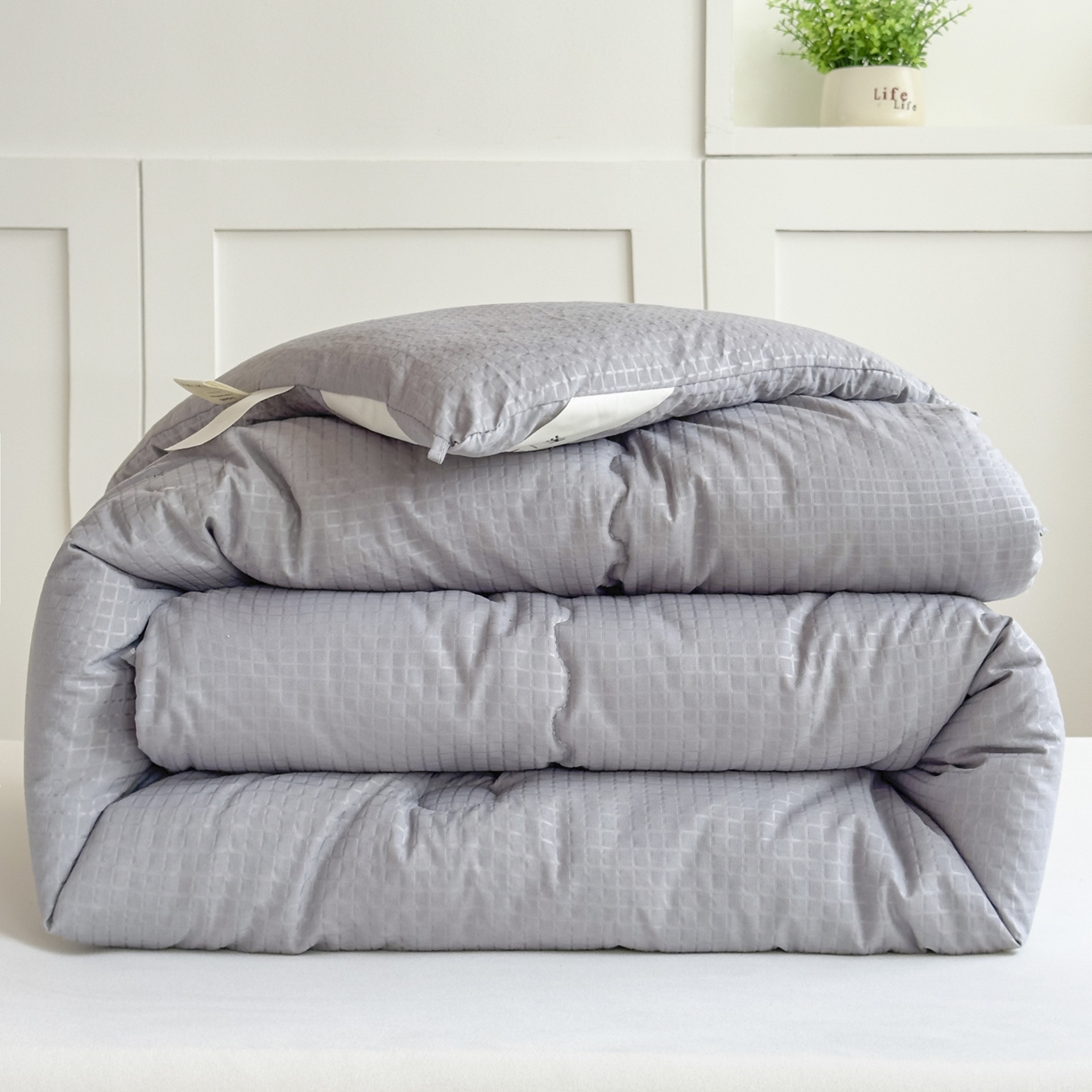 91家纺网 家纺一手货源 找家纺 玉相逢 2026新款A类原棉无染大豆纤维被子被芯 无染-灰色