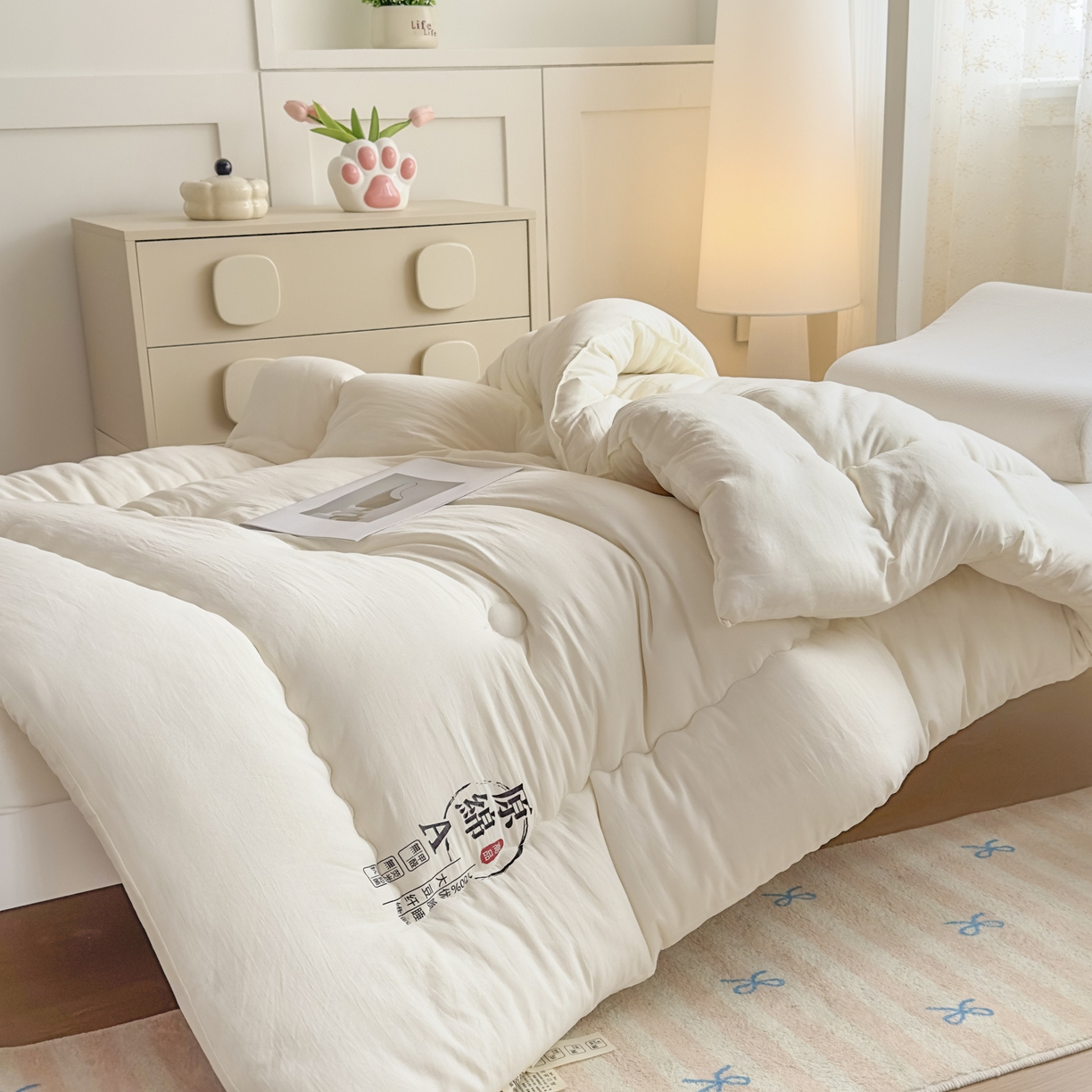 91家纺网 家纺一手货源 找家纺 玉相逢 2026新款A类原棉无染大豆纤维被子被芯 原棉-白色