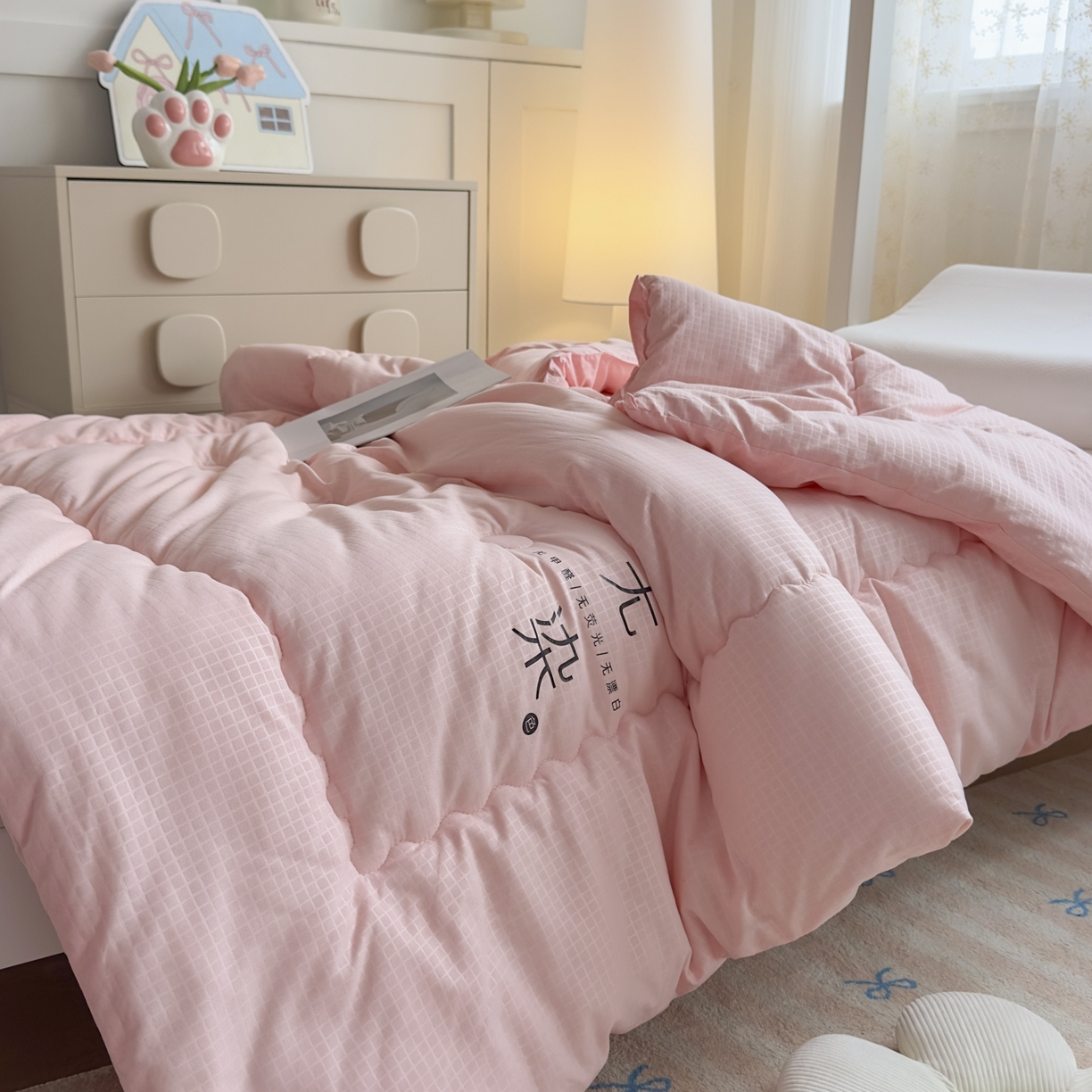 91家纺网 家纺一手货源 找家纺 玉相逢 2026新款A类原棉无染大豆纤维被子被芯 无染-粉色