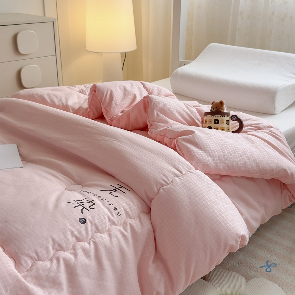 91家纺网 家纺一手货源 找家纺 玉相逢 2026新款A类原棉无染大豆纤维被子被芯 无染-粉色