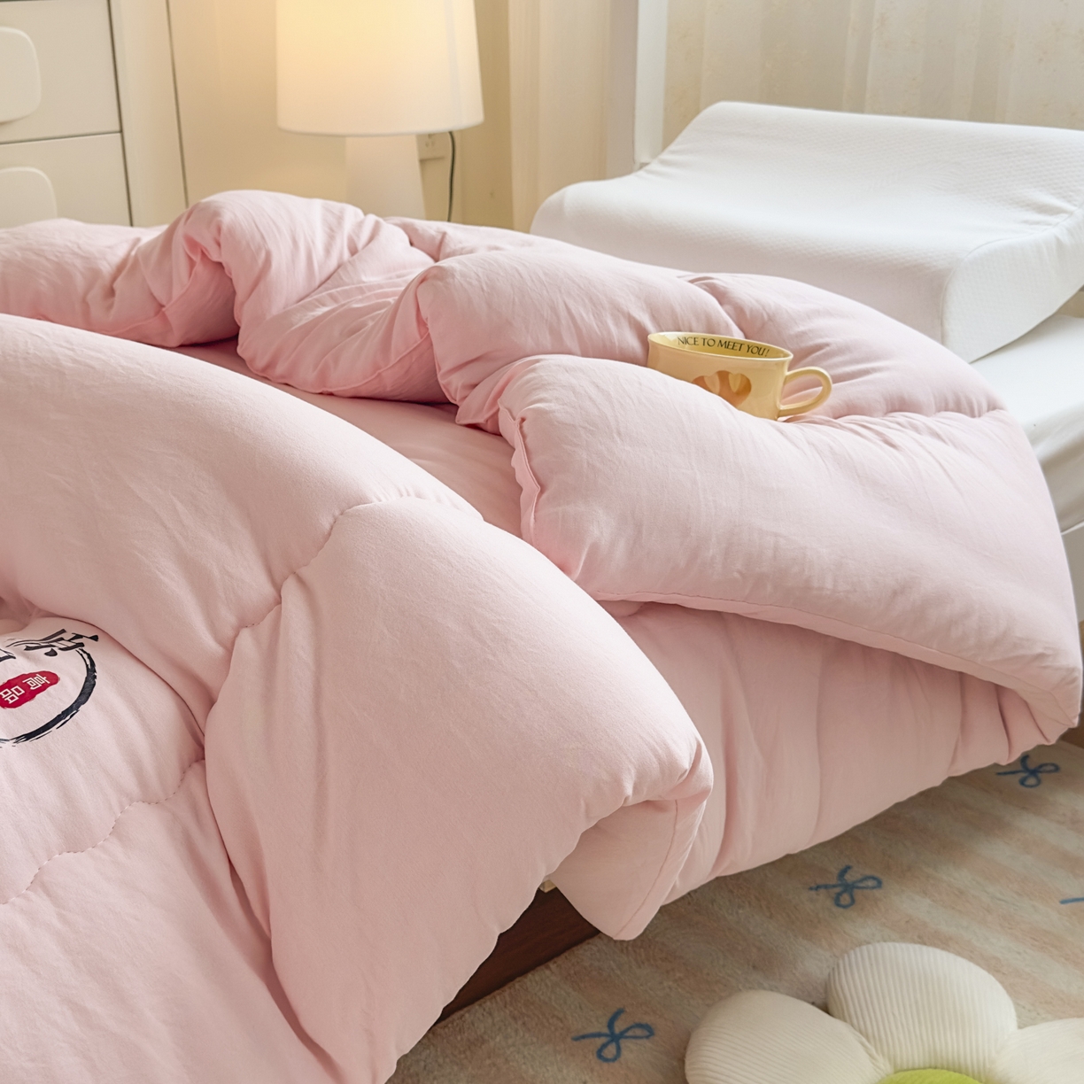 91家纺网 家纺一手货源 找家纺 玉相逢 2026新款A类原棉无染大豆纤维被子被芯 原棉-粉色
