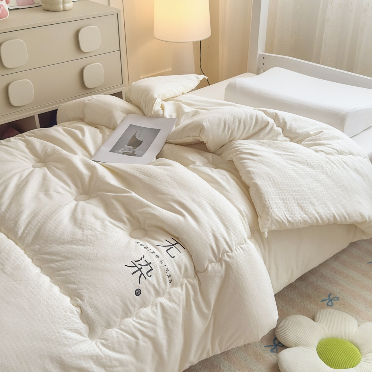 91家纺网 家纺一手货源 找家纺 玉相逢 2026新款A类原棉无染大豆纤维被子被芯 无染-白色
