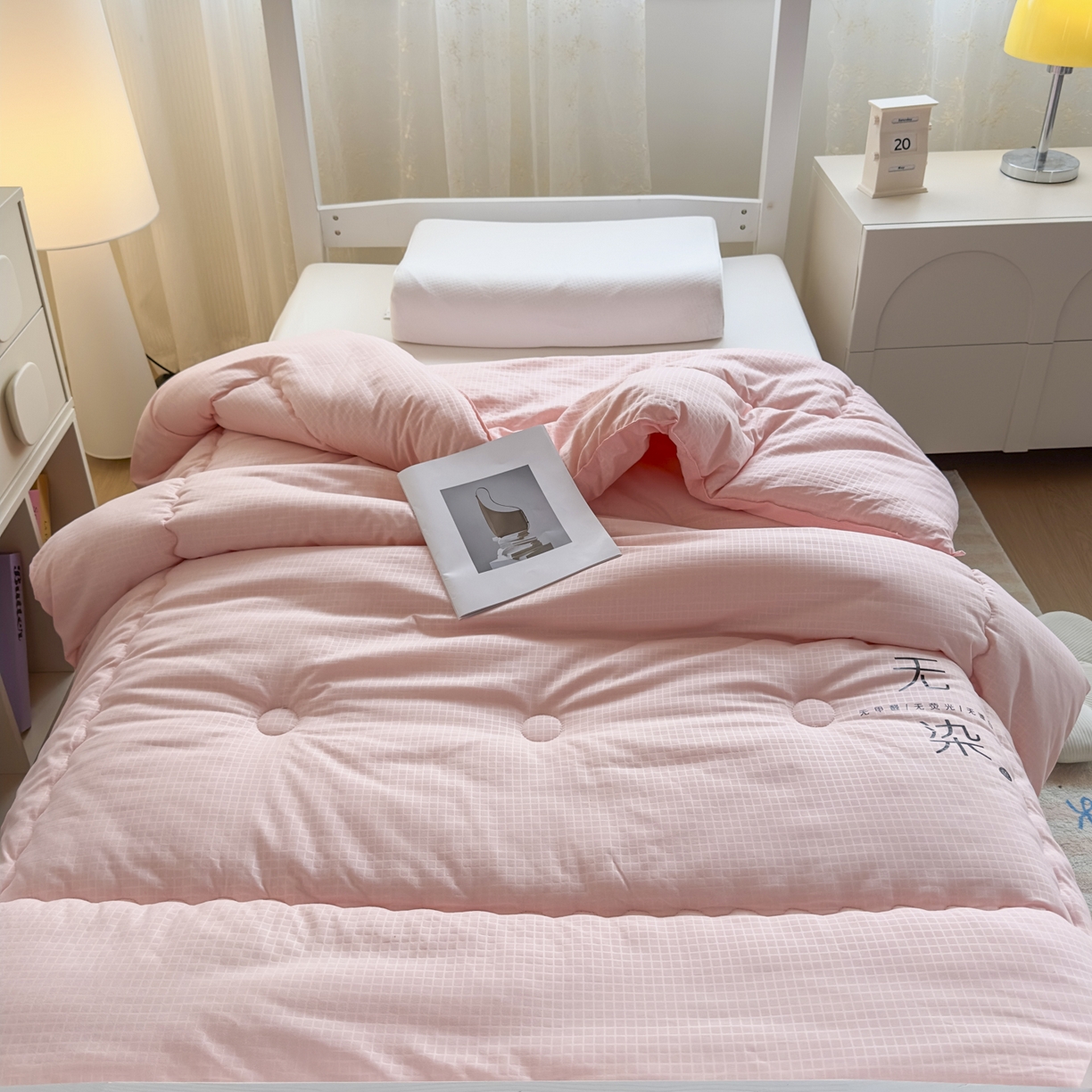 91家纺网 家纺一手货源 找家纺 玉相逢 2026新款A类原棉无染大豆纤维被子被芯 无染-粉色