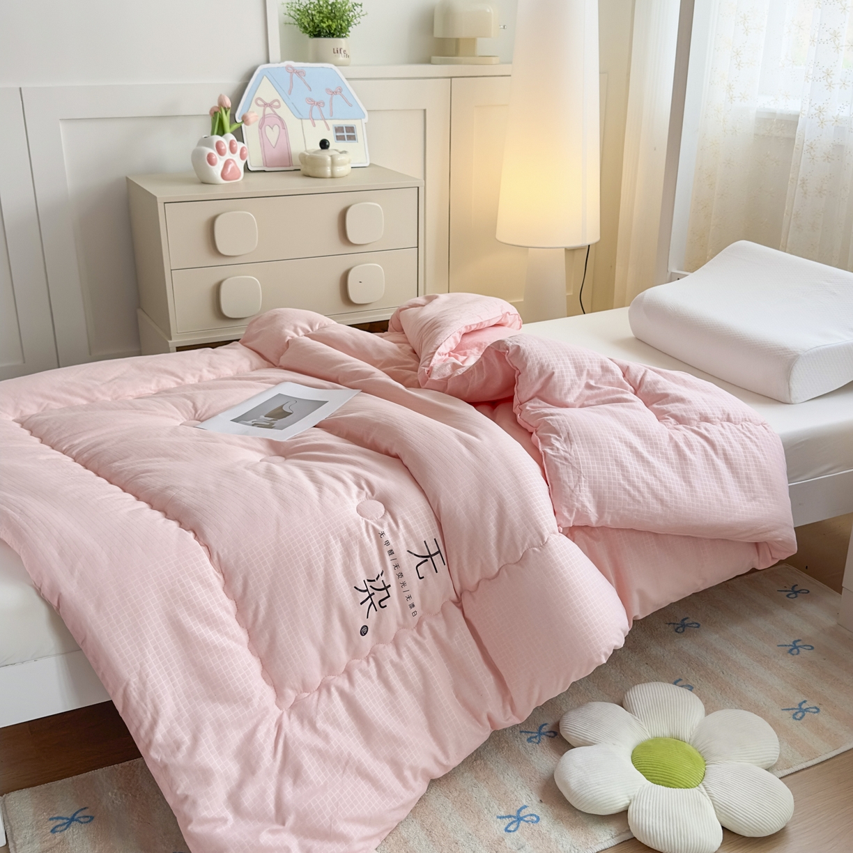91家纺网 家纺一手货源 找家纺 玉相逢 2026新款A类原棉无染大豆纤维被子被芯 无染-粉色