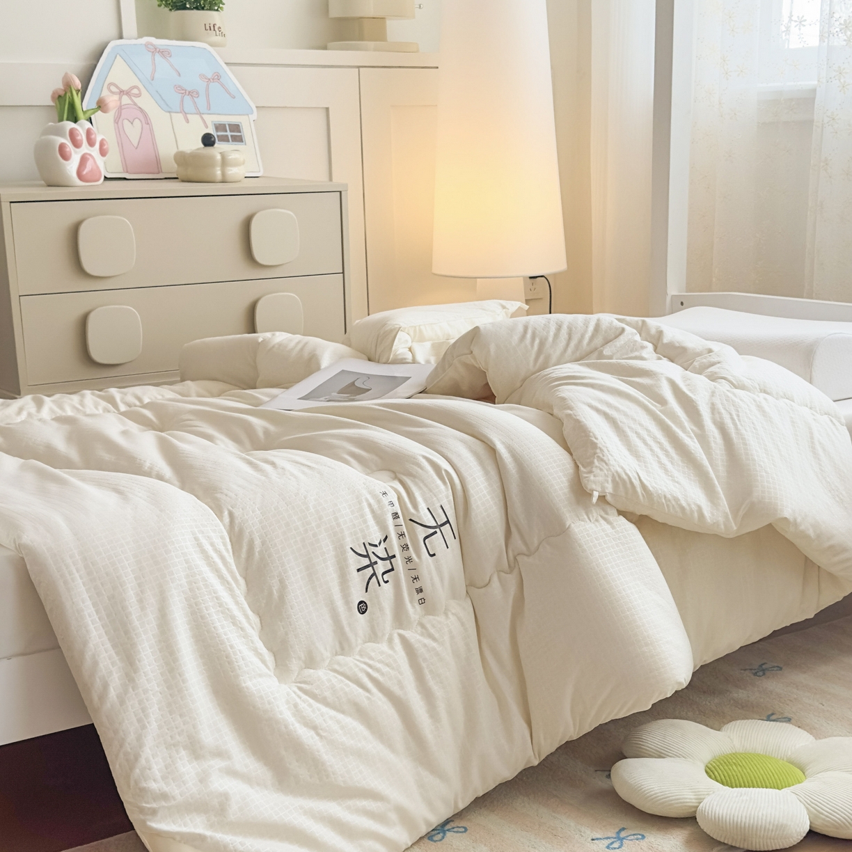 91家纺网 家纺一手货源 找家纺 玉相逢 2026新款A类原棉无染大豆纤维被子被芯 无染-白色