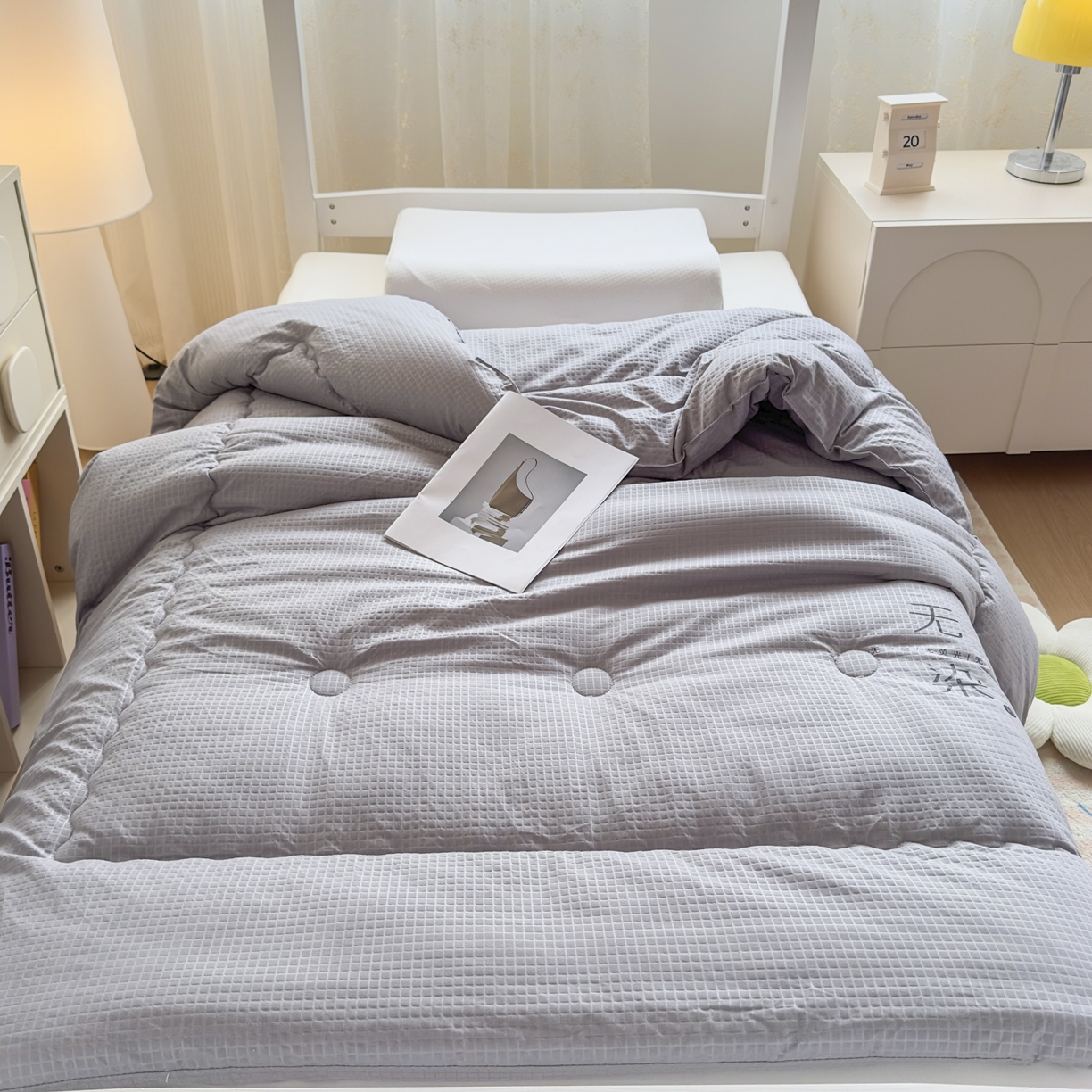 91家纺网 家纺一手货源 找家纺 玉相逢 2026新款A类原棉无染大豆纤维被子被芯 无染-灰色