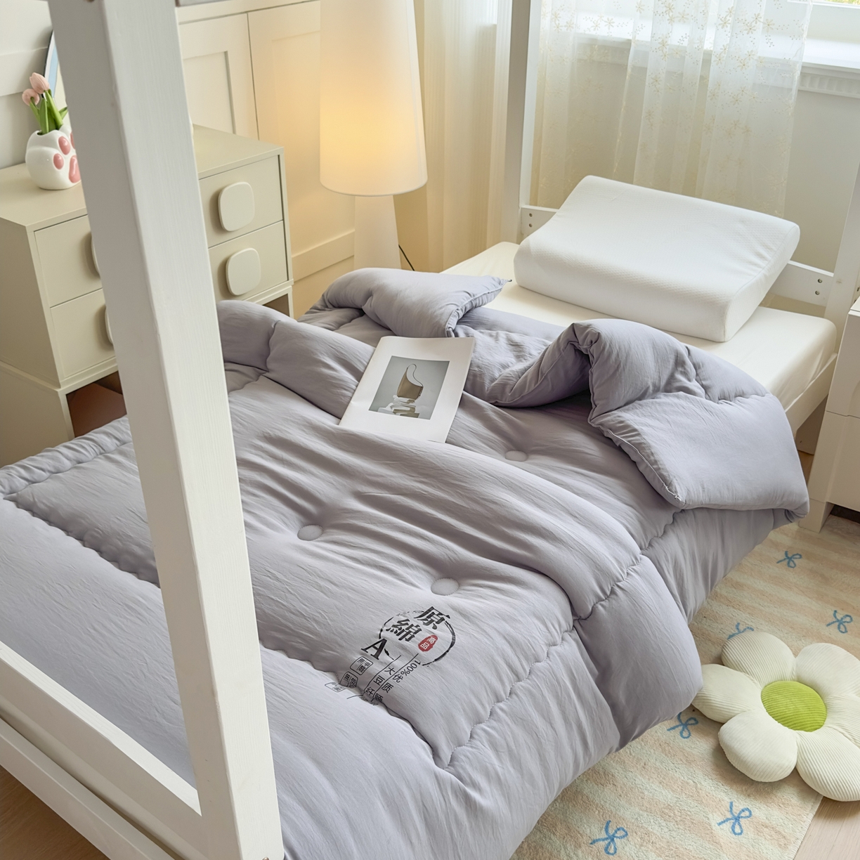 91家纺网 家纺一手货源 找家纺 玉相逢 2026新款A类原棉无染大豆纤维被子被芯 原棉-灰色
