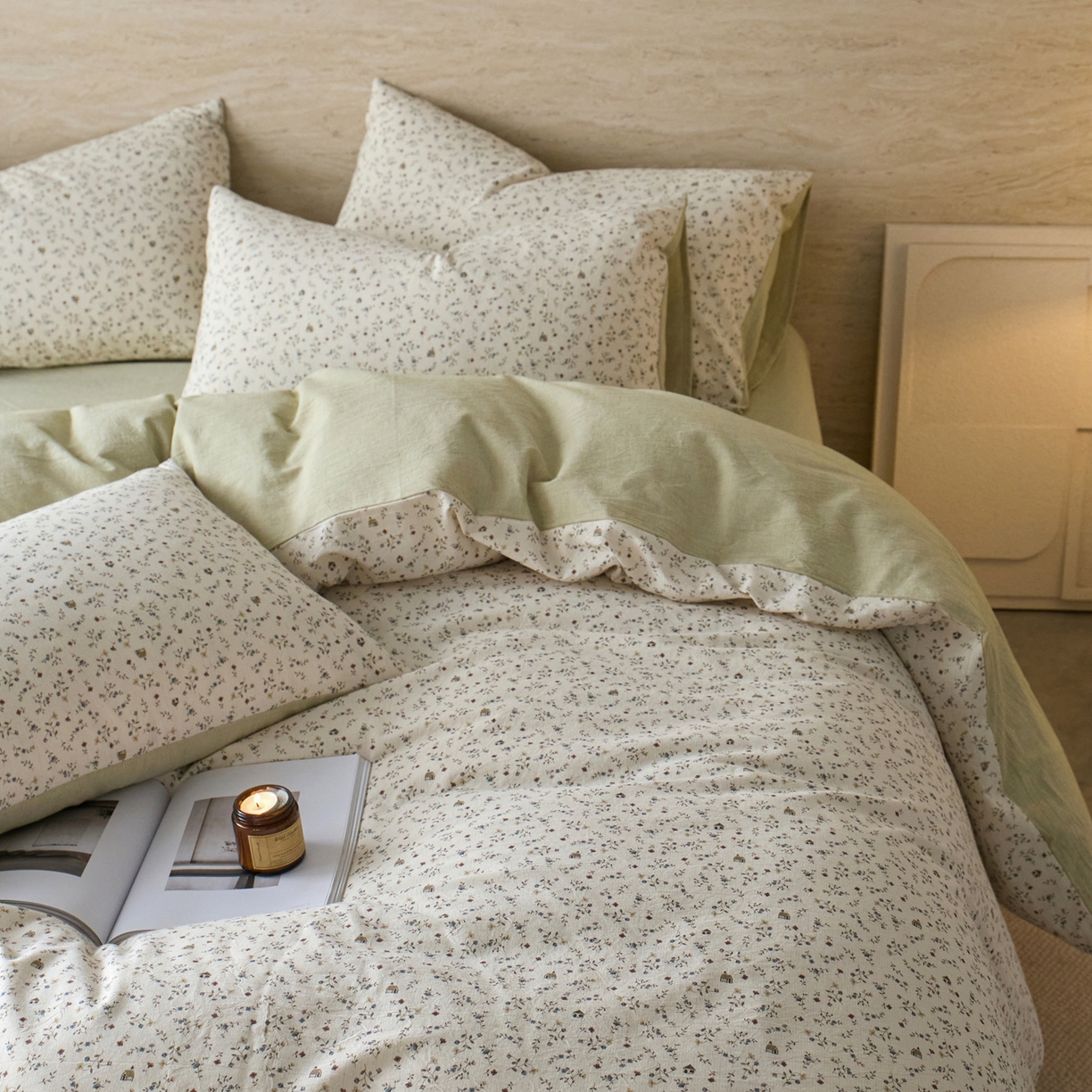 91家纺网 家纺一手货源 找家纺 亿梵家居 2026春夏新款A类棉麻印花四件套 花间小屋