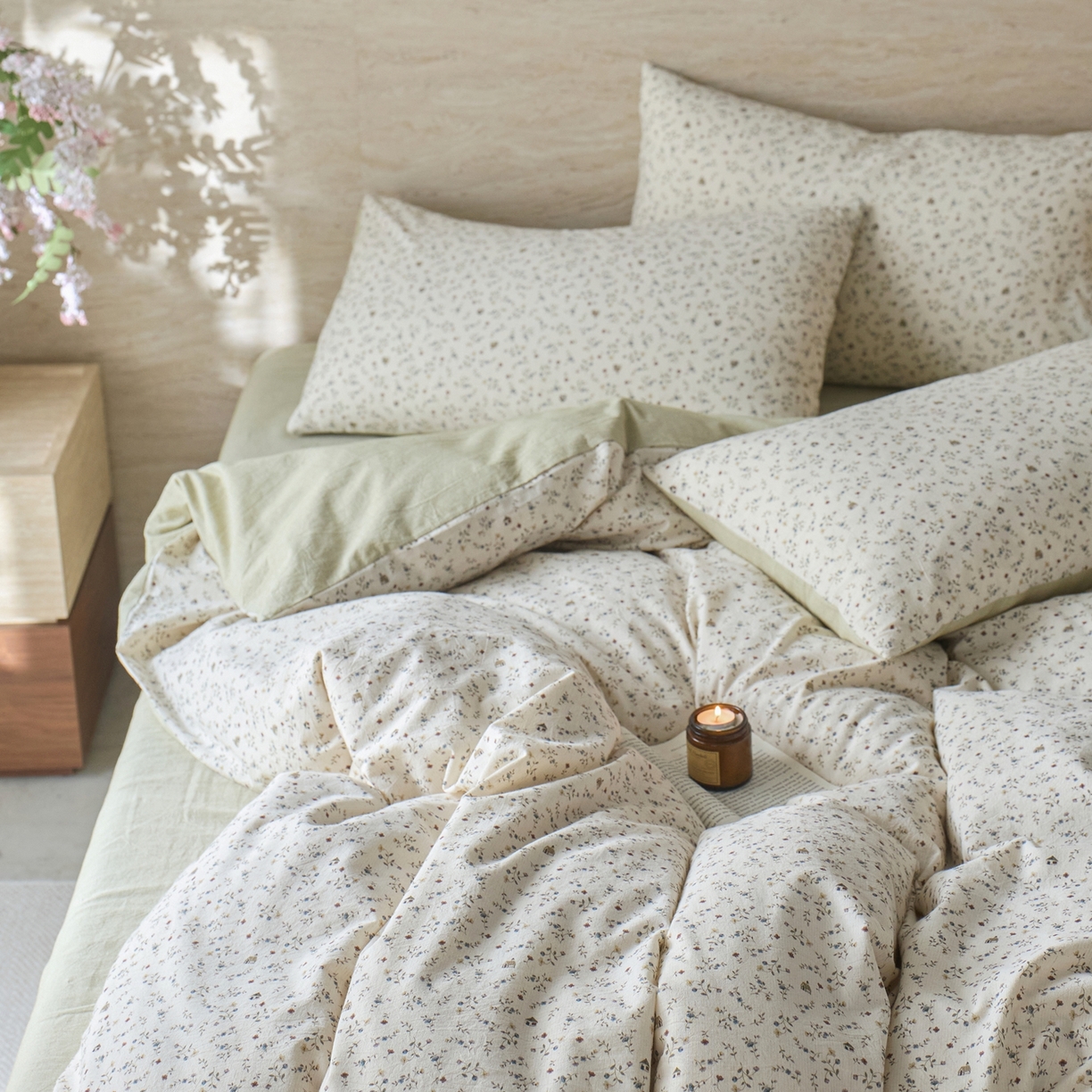 91家纺网 家纺一手货源 找家纺 亿梵家居 2026春夏新款A类棉麻印花四件套 花间小屋