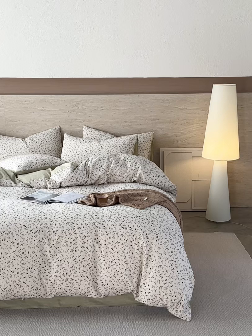 91家纺网 家纺一手货源 找家纺 亿梵家居 2026春夏新款A类棉麻印花四件套 花间小屋