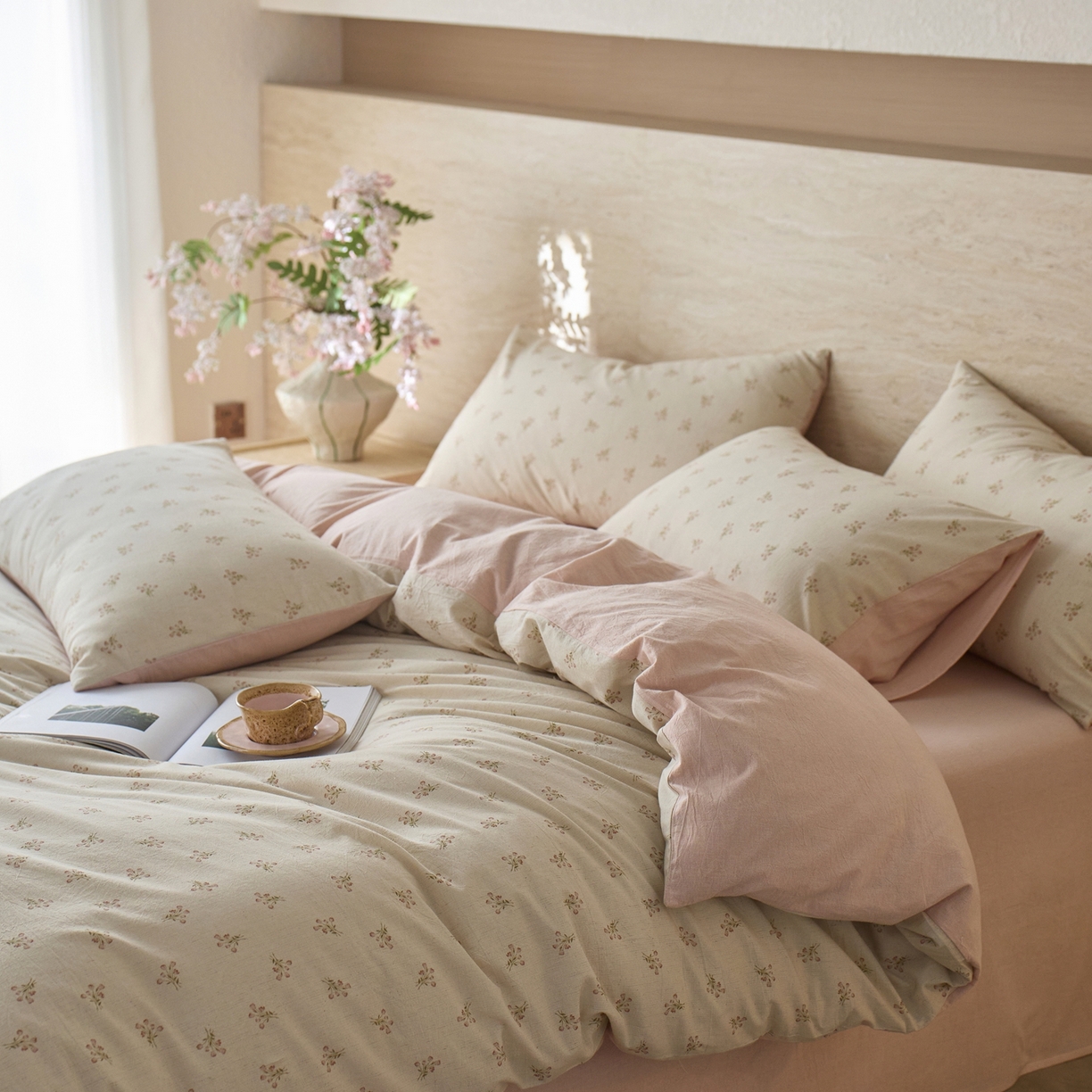 91家纺网 家纺一手货源 找家纺 亿梵家居 2026春夏新款A类棉麻印花四件套 花序