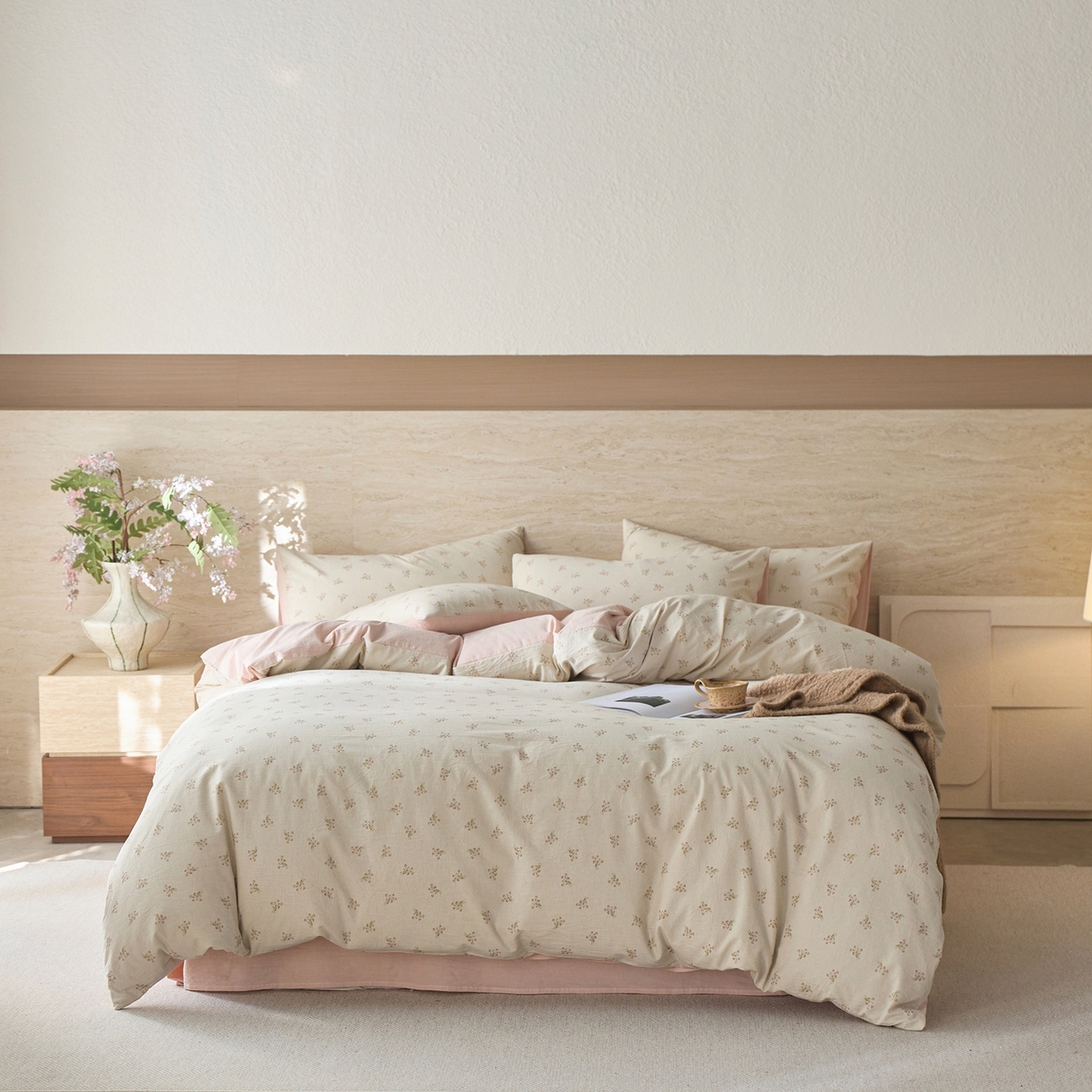 91家纺网 家纺一手货源 找家纺 亿梵家居 2026春夏新款A类棉麻印花四件套 花序