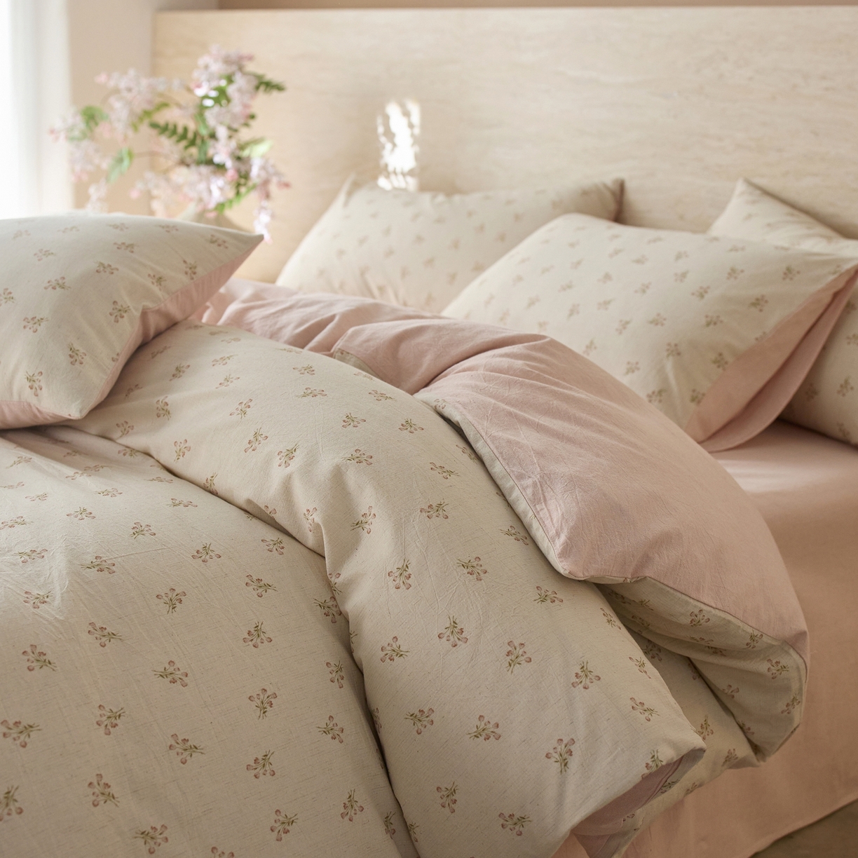 91家纺网 家纺一手货源 找家纺 亿梵家居 2026春夏新款A类棉麻印花四件套 花序