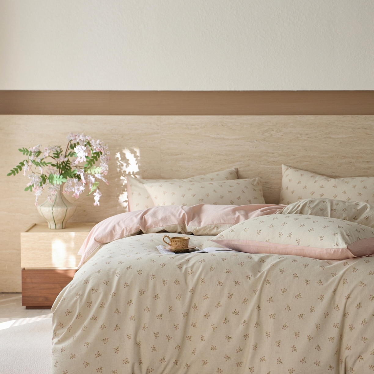 91家纺网 家纺一手货源 找家纺 亿梵家居 2026春夏新款A类棉麻印花四件套 花序