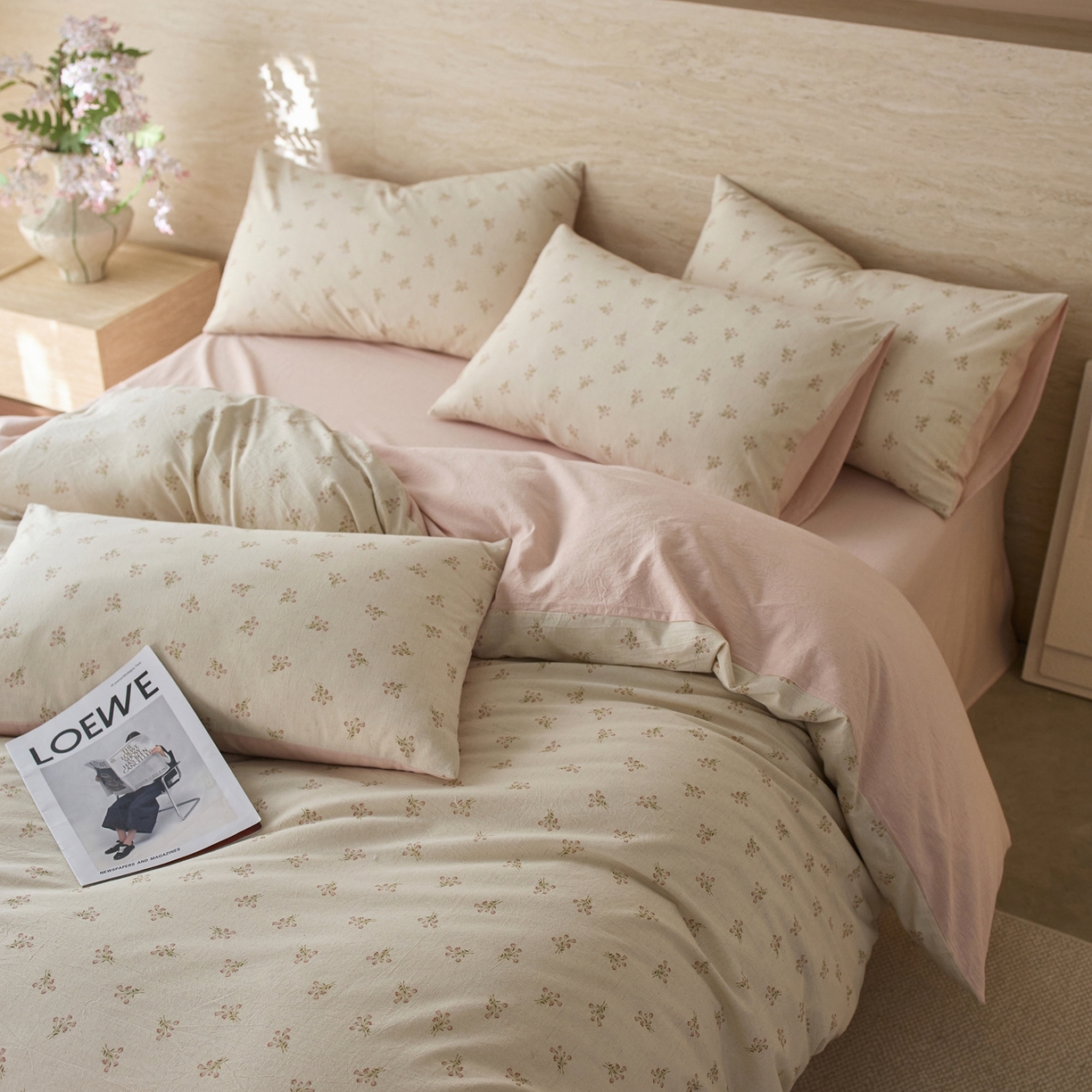 91家纺网 家纺一手货源 找家纺 亿梵家居 2026春夏新款A类棉麻印花四件套 花序