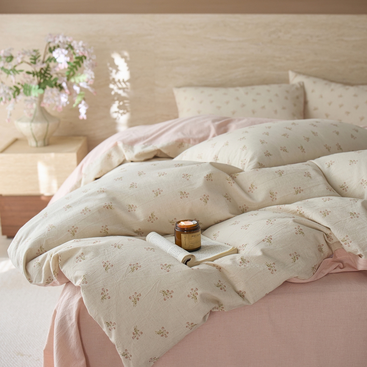 91家纺网 家纺一手货源 找家纺 亿梵家居 2026春夏新款A类棉麻印花四件套 花序