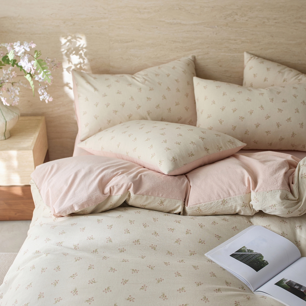 91家纺网 家纺一手货源 找家纺 亿梵家居 2026春夏新款A类棉麻印花四件套 花序