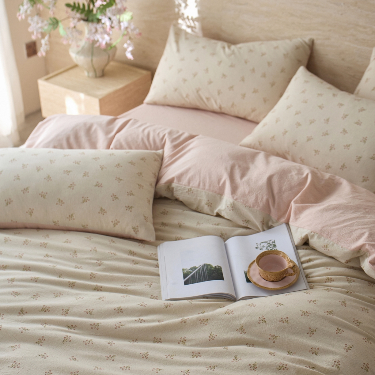 91家纺网 家纺一手货源 找家纺 亿梵家居 2026春夏新款A类棉麻印花四件套 花序