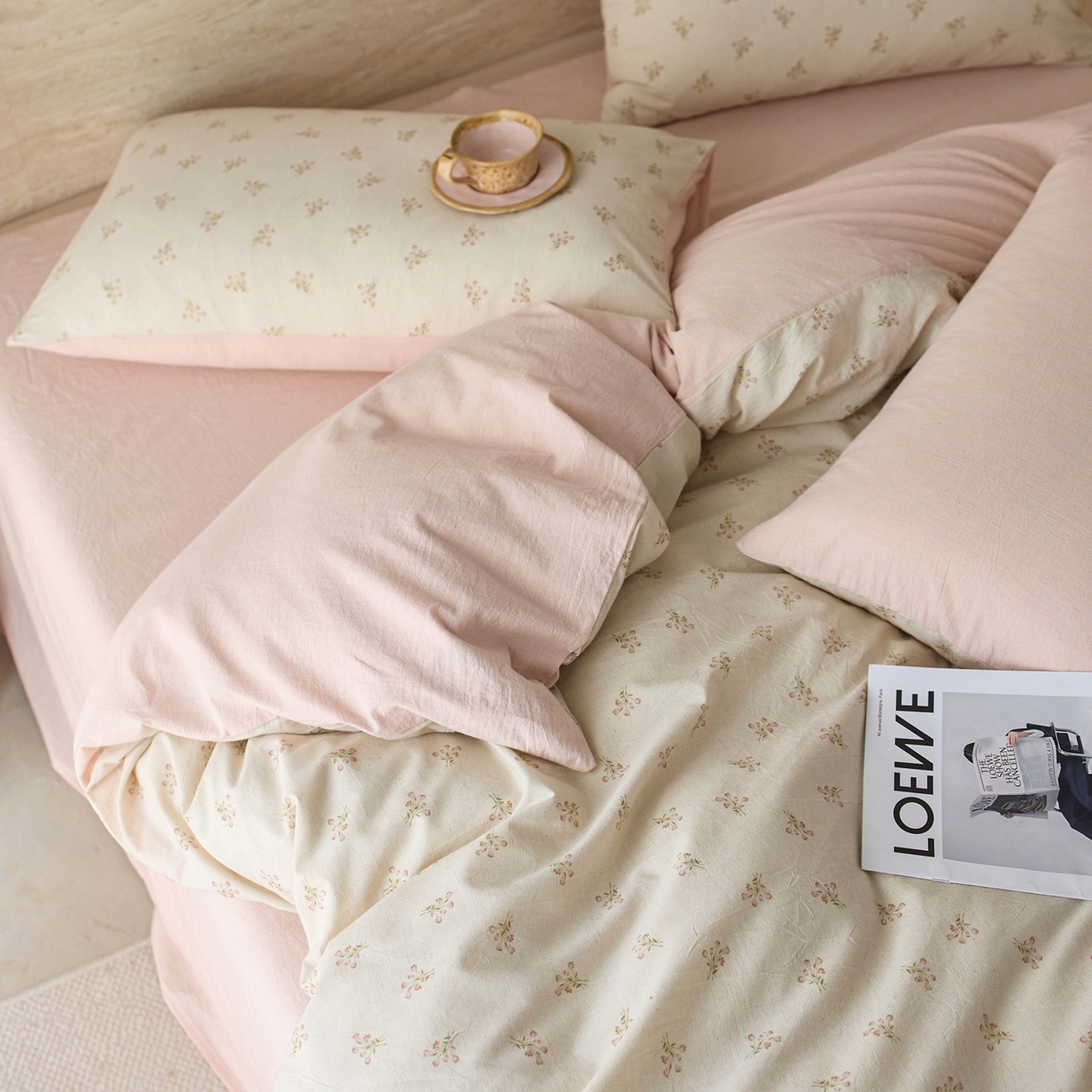 91家纺网 家纺一手货源 找家纺 亿梵家居 2026春夏新款A类棉麻印花四件套 花序