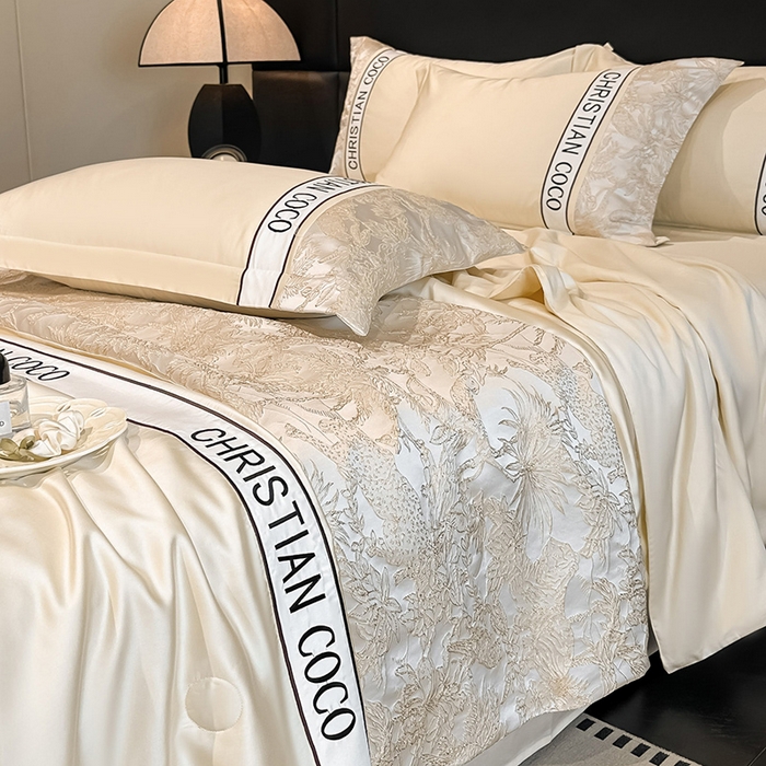 91家纺网 家纺一手货源 找家纺 （总）苏源家居 2026新款轻奢水洗天丝刺绣拼接浮雕夏被夏凉被空调被四件套-梦境