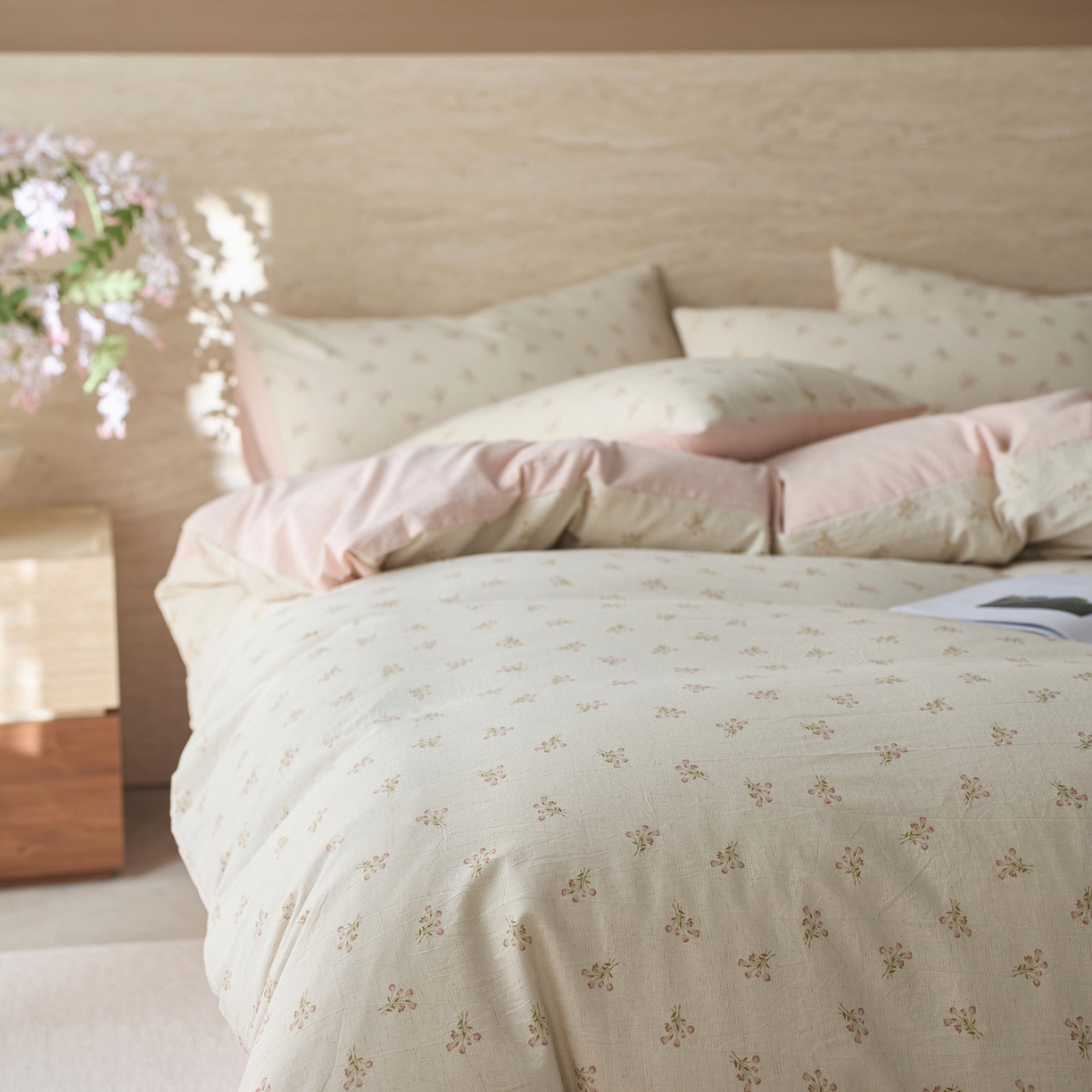 91家纺网 家纺一手货源 找家纺 亿梵家居 2026春夏新款A类棉麻印花四件套 花序