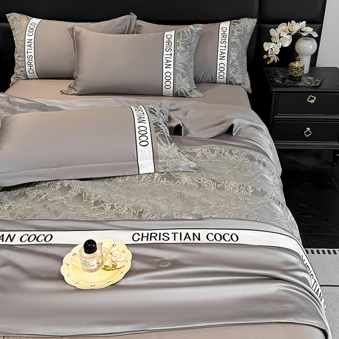 91家纺网 家纺一手货源 找家纺 苏源家居 2026新款轻奢水洗天丝刺绣拼接浮雕夏被夏凉被空调被四件套-梦境 梦境-浅灰