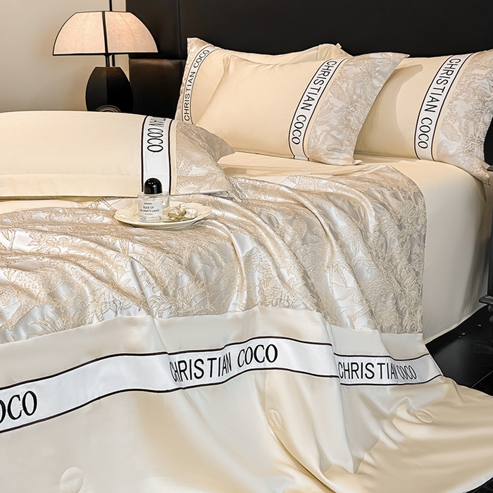 91家纺网 家纺一手货源 找家纺 苏源家居 2026新款轻奢水洗天丝刺绣拼接浮雕夏被夏凉被空调被四件套-梦境 梦境-奶白