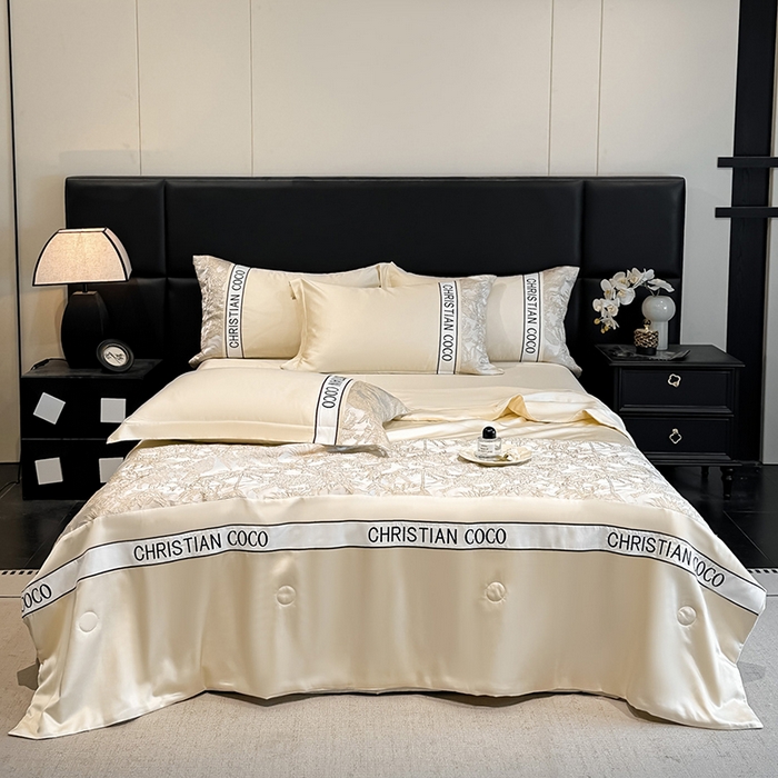 91家纺网 家纺一手货源 找家纺 苏源家居 2026新款轻奢水洗天丝刺绣拼接浮雕夏被夏凉被空调被四件套-梦境 梦境-奶白