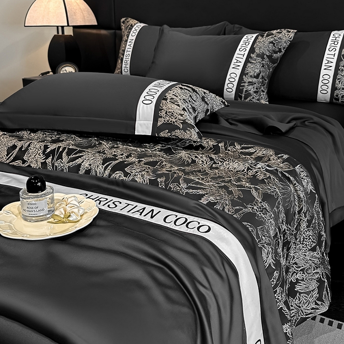 91家纺网 家纺一手货源 找家纺 苏源家居 2026新款轻奢水洗天丝刺绣拼接浮雕夏被夏凉被空调被四件套-梦境 梦境-耀黑