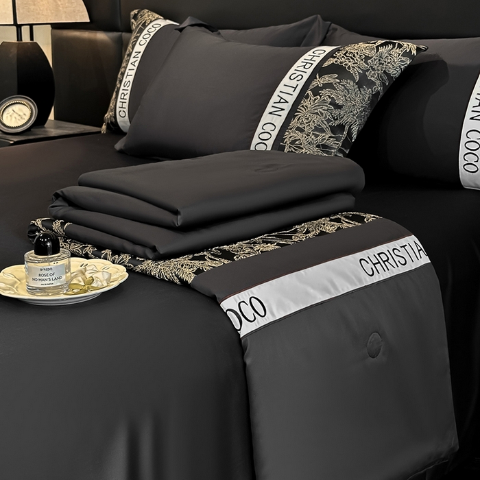 苏源家居 2026新款轻奢水洗天丝刺绣拼接浮雕夏被夏凉被空调被四件套-梦境 梦境-耀黑