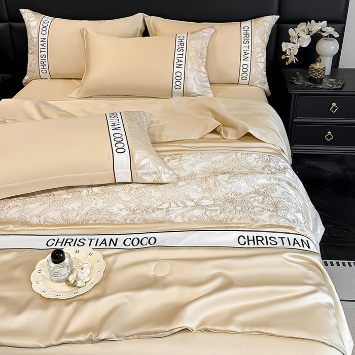 91家纺网 家纺一手货源 找家纺 苏源家居 2026新款轻奢水洗天丝刺绣拼接浮雕夏被夏凉被空调被四件套-梦境 梦境-香槟