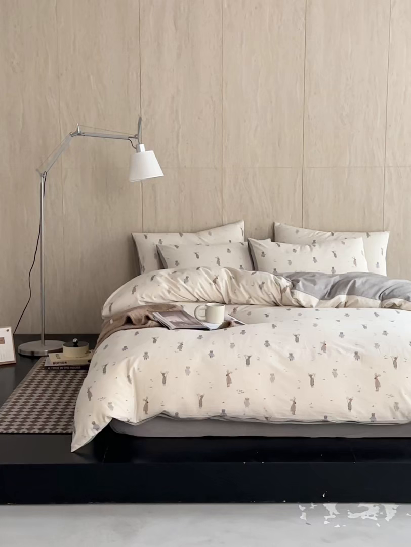 91家纺网 家纺一手货源 找家纺 亿梵家居 2026春夏新款A类棉麻印花四件套 假日乐园