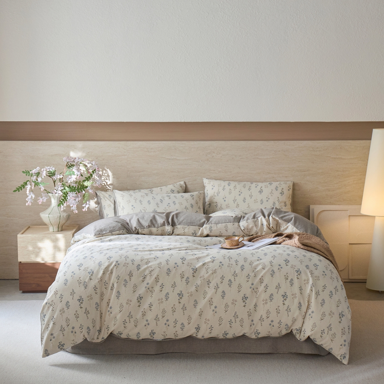 91家纺网 家纺一手货源 找家纺 亿梵家居 2026春夏新款A类棉麻印花四件套 空谷幽兰